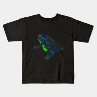 Skeleton Frog Interactive Green&Blue Filter By Red&Blue Kids T-Shirt